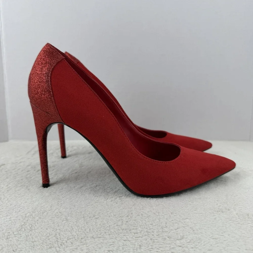 Marc Fisher Red Suede‎ Pumps Glitter Stiletto Heels Size 8.5M